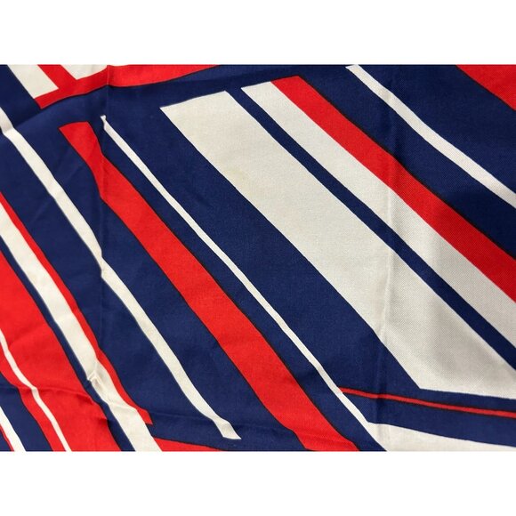 Vintage Vera Neumann Red Blue Striped Silk Scarf Square Shawl Wrap Lightweight - Picture 3 of 8